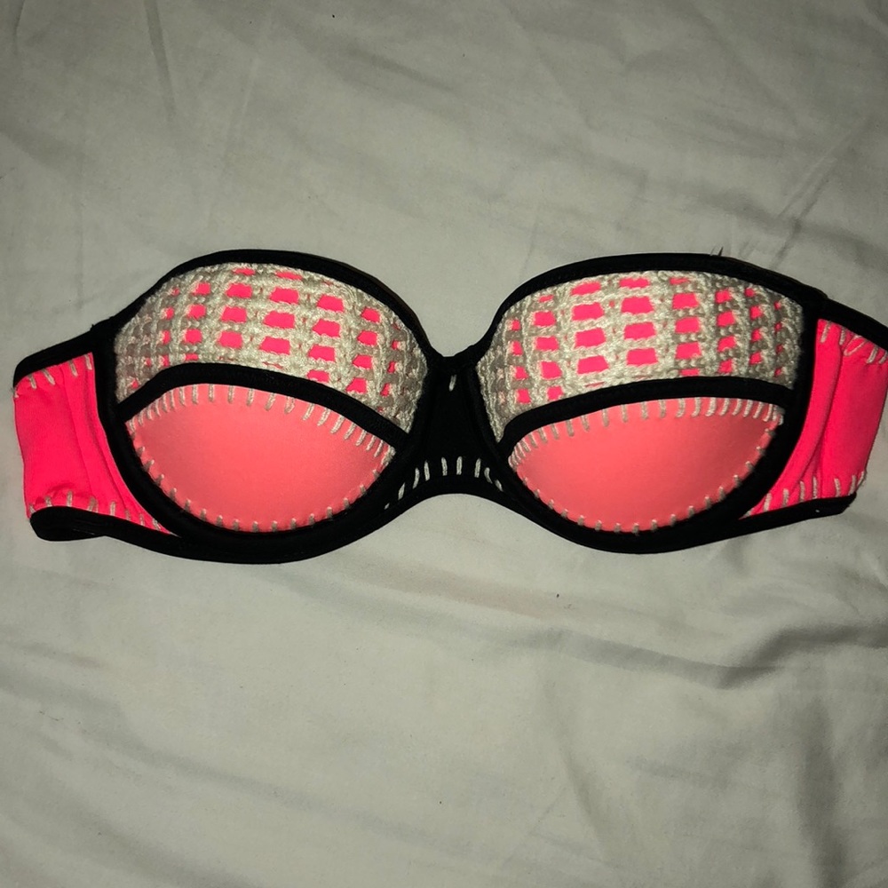 NEON PINK VICTORIAS SECRET STITCH BANDEAU BIKINI